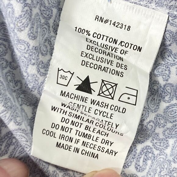 Nick Graham Everywhere Shirt Blue Paisley Flip Cuff Modern Fit 15.5 34-35 M - Picture 13 of 14